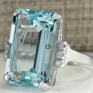 Aquamarine Rectangular Ring